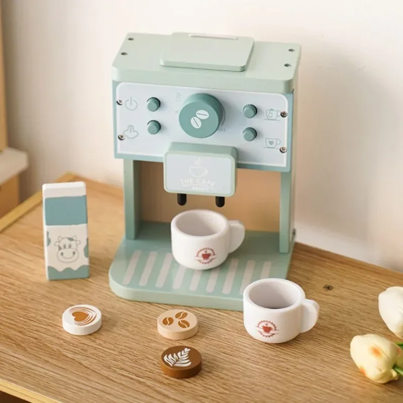 Ensemble de jouets de cuisine pour enfants, cafetière en bois, Kit de Simulation de machine à biscuits, jouets éducatifs, cadeaux pour filles et garçons