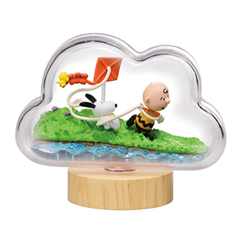RE-MENT Escena de Snoopy en una botella Botella meteorológica Pico en miniatura Colección Andy Modelo Muñeca Adornos Regalos