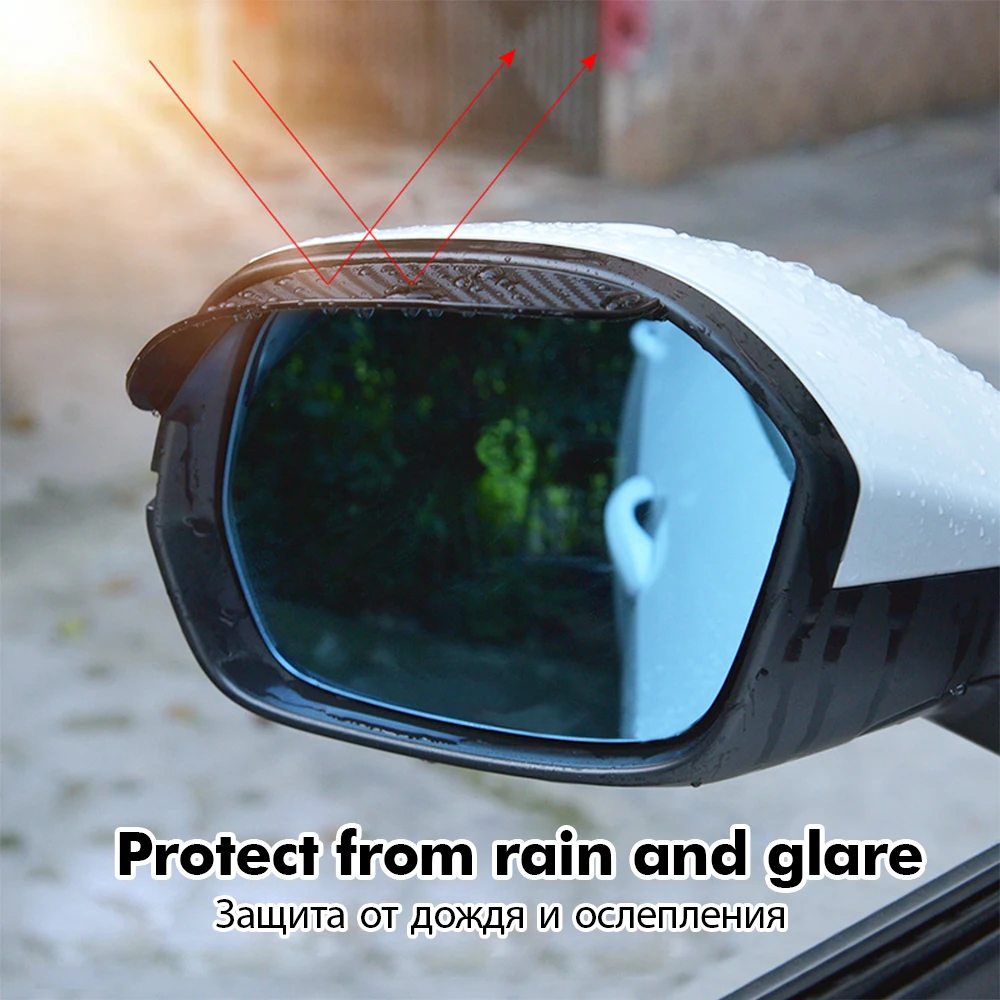 2 pçs espelho retrovisor do carro chuva sobrancelha protetor visão clara carros espelho acessórios para espelho retrovisor viseira de sol sombra capa