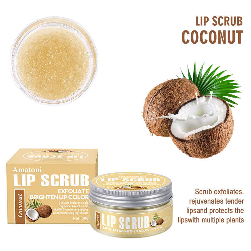 ลิปสครับ 30g ราสเบอร์รี่วานิลลามะพร้าวแตงโมริมฝีปากกระจ่างใสขัดผิวของขวัญให้ความชุ่มชื้นสําหรับผู้หญิง