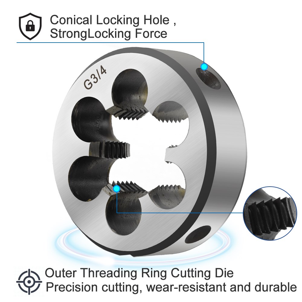 XCAN juego de troqueles de grifo de aleación de acero NPT, herramientas de corte de rosca de tornillo de mano derecha, G1/16, 1/8, 1/4, 3/8, 1/2, 5/8, 3/4, 7/8, 1