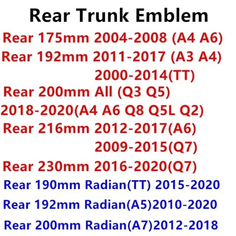 4 anillos ABS capó de coche capó delantero parrilla maletero trasero emblema Logo insignia pegatina para Audi A3 A4 A5 A6 A7 Q2 Q3 Q5 Q8 TT