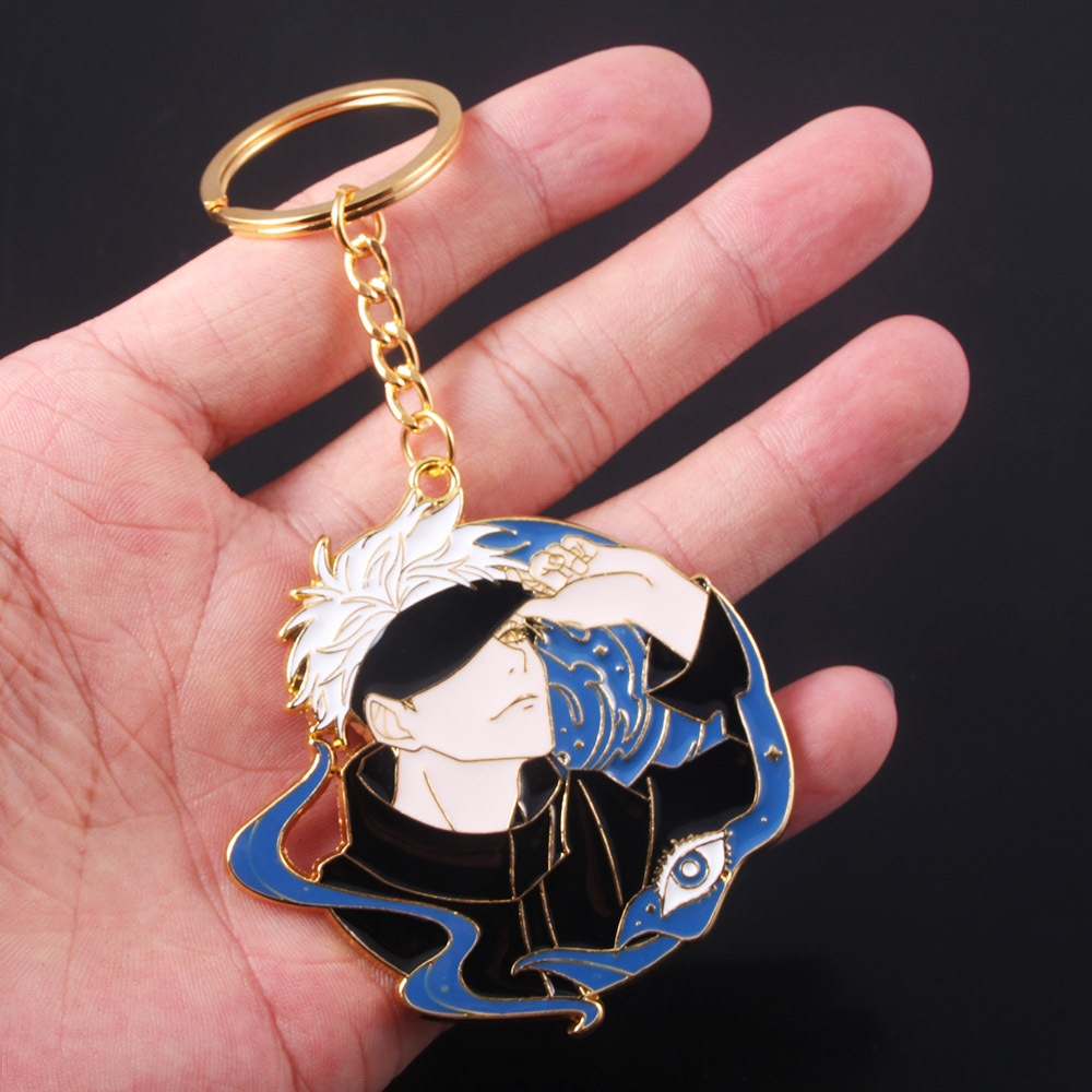 Anime quente jujutsu kaisen chaveiro gojo satoru fushiguro megumi figura esmalte pingente chaveiro adereços de alta qualidade cosplay jóias