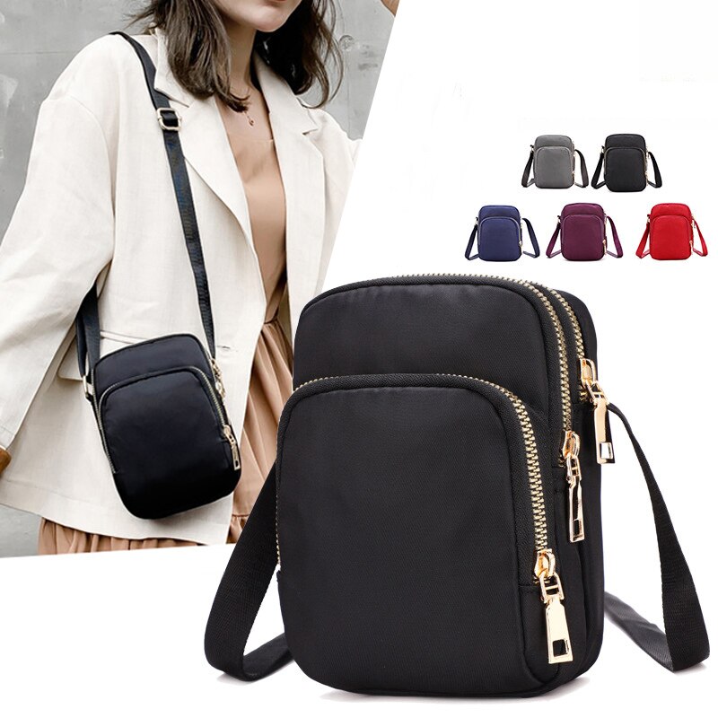 Mulheres Bag Waterproof Shoulder Bag Crossbody Zipper Mobile Phone Lady Feminino Multifunction Handbag Wrist Purse Womens Pouch