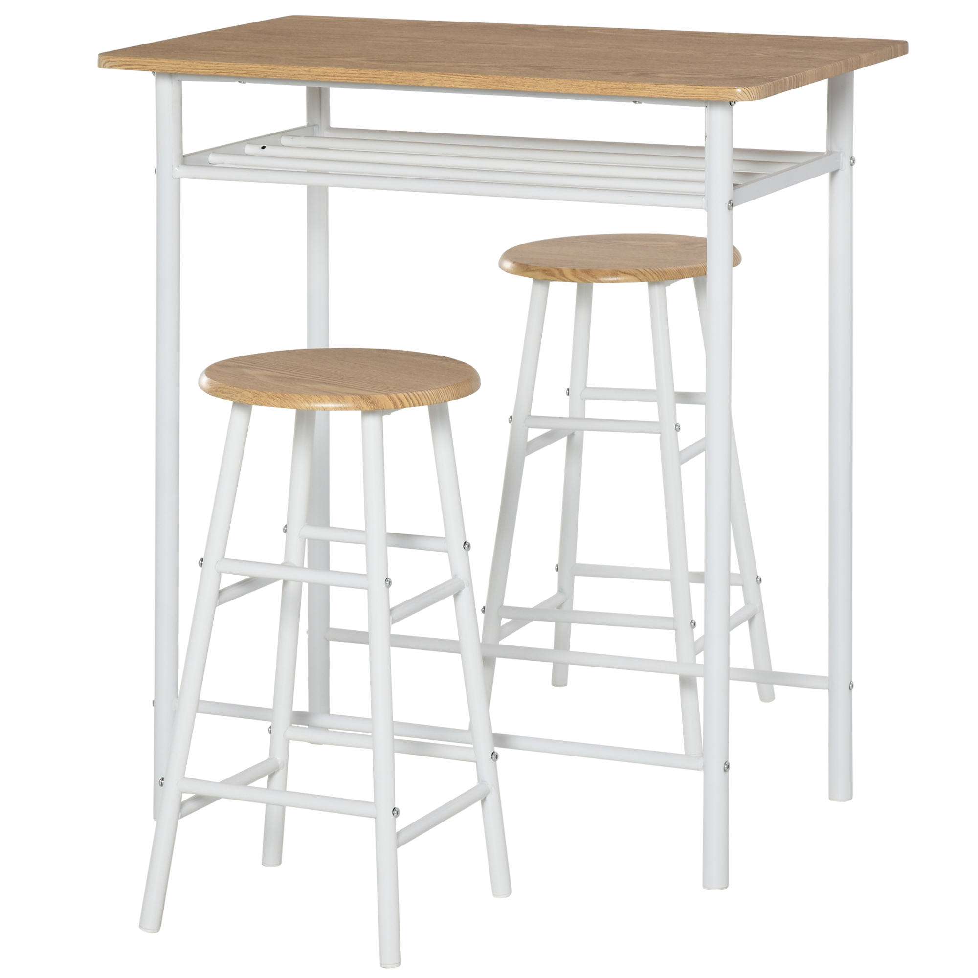 HOMCOM set di mobili da Bar con tavolo alto e 2 sgabelli per cucina 80x50x90cm