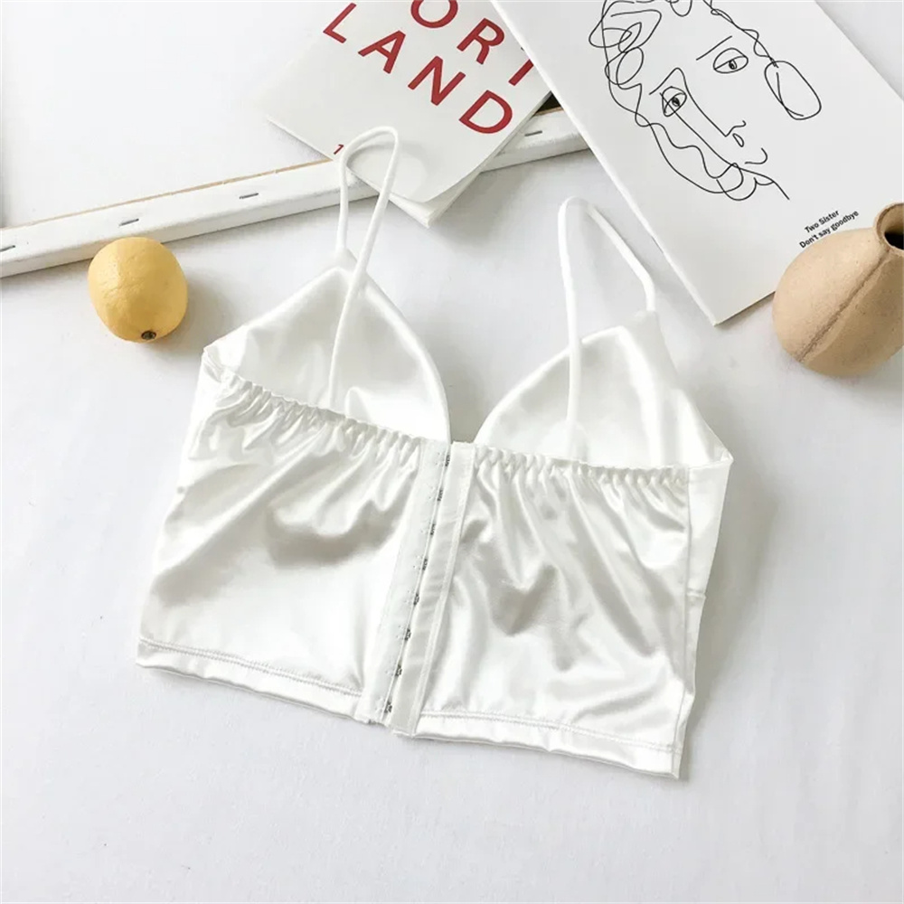 Sexy Bra Satin Women's Short Wireless Crochet Underwear Underlay Undergarments With Anti Glare And Beautiful Back Straps