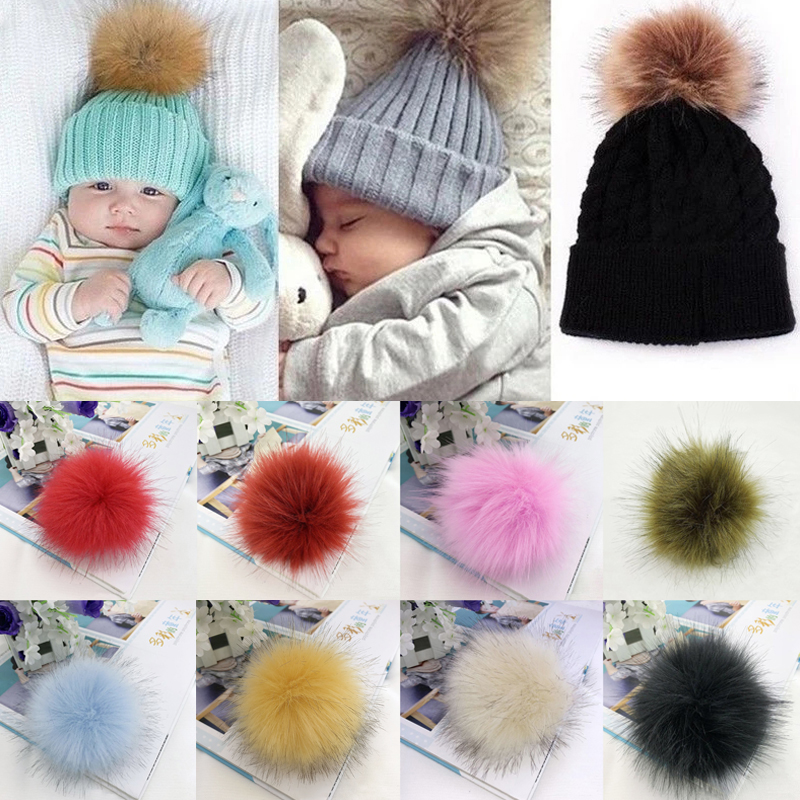 12 ซม.Faux FUR Pompom Plush Hairball กับแถบยืดหยุ่น Fox FUR Poms สําหรับ DIY หมวกรองเท้าถักหมวก FUR Ball เสื้อผ้าอุปกรณ์เสริม
