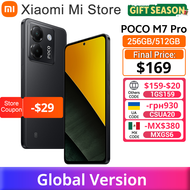 【Брендовый +】Новейшая глобальная версия POCO M7 Pro 5G, размер 7025-Ultra, 120 Гц, FHD+, AMOLED-дисплей для ухода за глазами, 5110 мАч, аккумулятор NFC