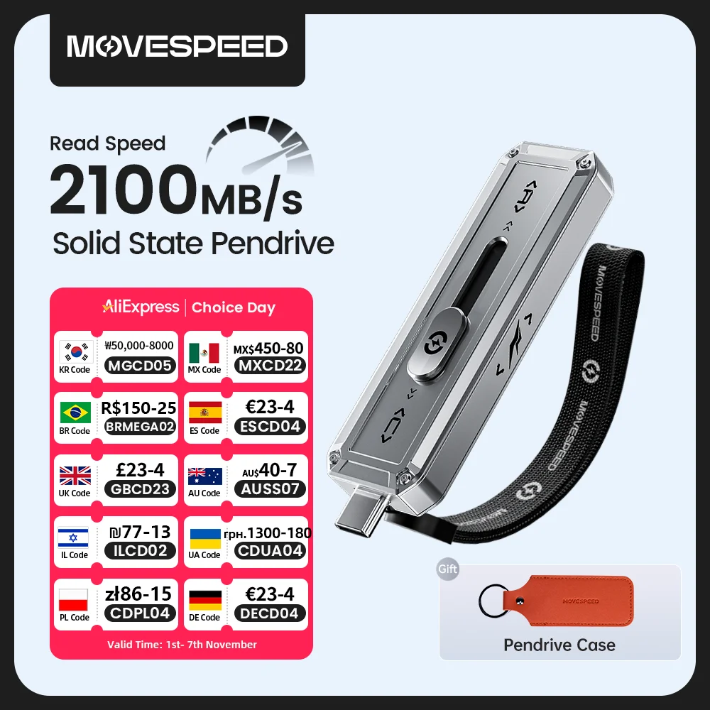 MOVESPEED SP20 2100 MB/s USB-Flash-Laufwerk 2 TB 1 TB USB3.2 Gen 2 Typ C Solid State Pen Drive 512 G 256 GB Pendive für iPhone 15/16 PC