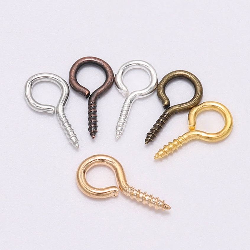 300/500 Uds Mini colgantes de tornillo llavero con forma de ojo gancho conector de Pin roscado DIY joyería pulsera collar accesorios para hacer