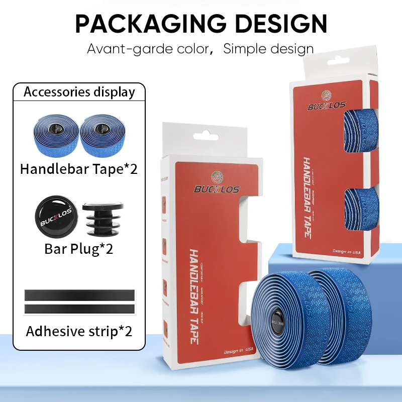 BUCKLOS Rennrad-Lenkerbänder PU Shock Fahrradlenkerband mit Lenkerendstopfen Anti-Rutsch-Anti-Vibrations-Wickelgürtel Bartape