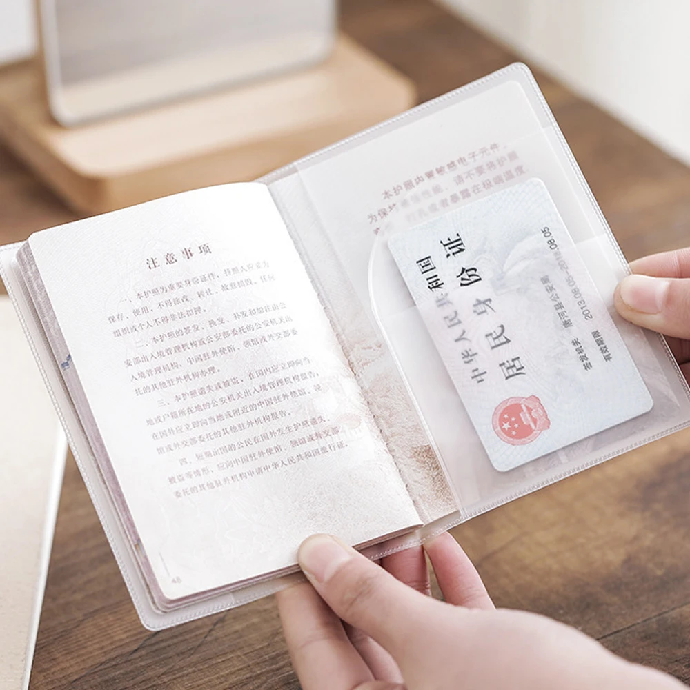 1-4pcs capa protetora de passaporte transparente fosco, material de PVC caixa de documentos à prova d'água