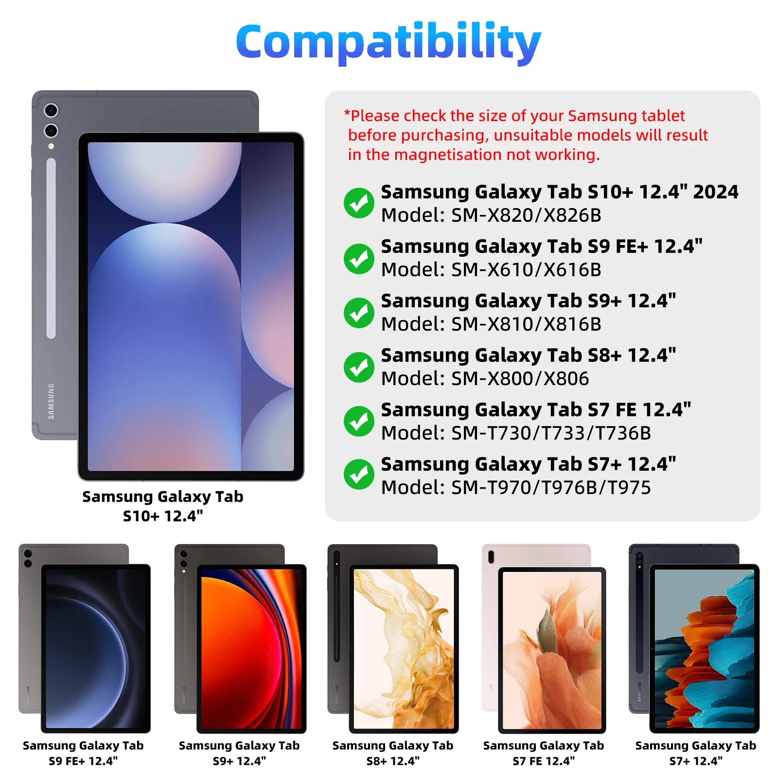 Teclado mágico para Samsung Tab S10+/S9+/S9/S9 FE/S8/S7, soporte magnético voladizo flotante, Trackpad multitáctil con portalápices S