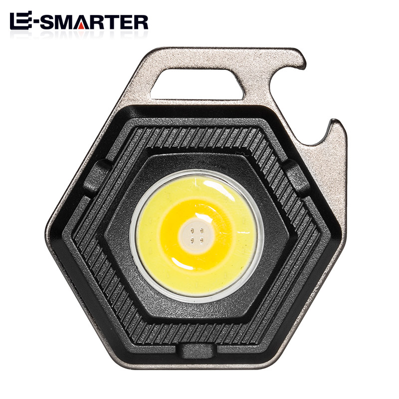 Multifuncional Mini COB LED trabalhando luz, chaveiro recarregável, lanterna portátil, tocha camping ao ar livre