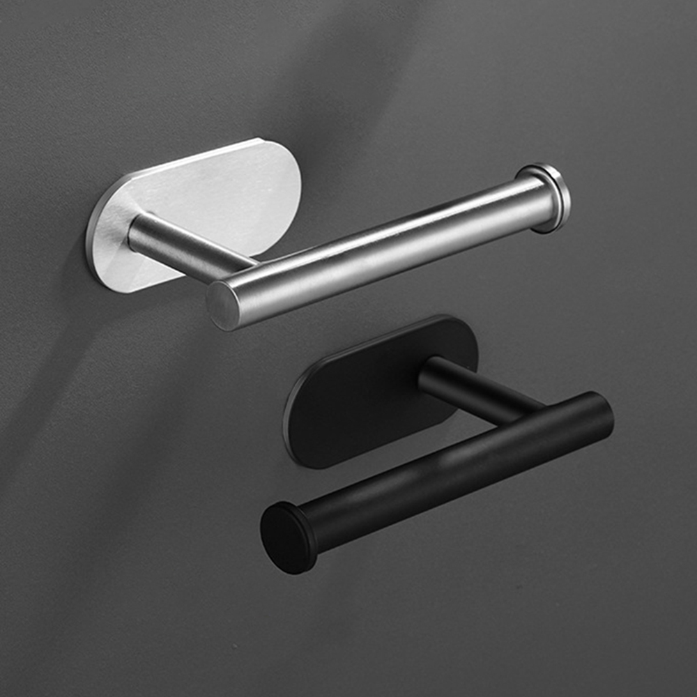 1PC Stainless Steel Roll Paper Holder Kitchen Plastic Wrap Wall Mount No Punch Hat Hanger Toilet Paper Holder Storage Hook