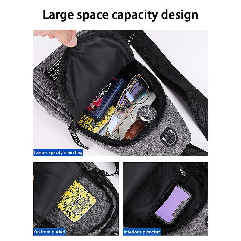 旅行メンズハンドバッグ USB チェストバッグデザイナーメッセンジャークロスボディバッグ防水ショルダーバッグ斜めパッケージスポーツバックパック