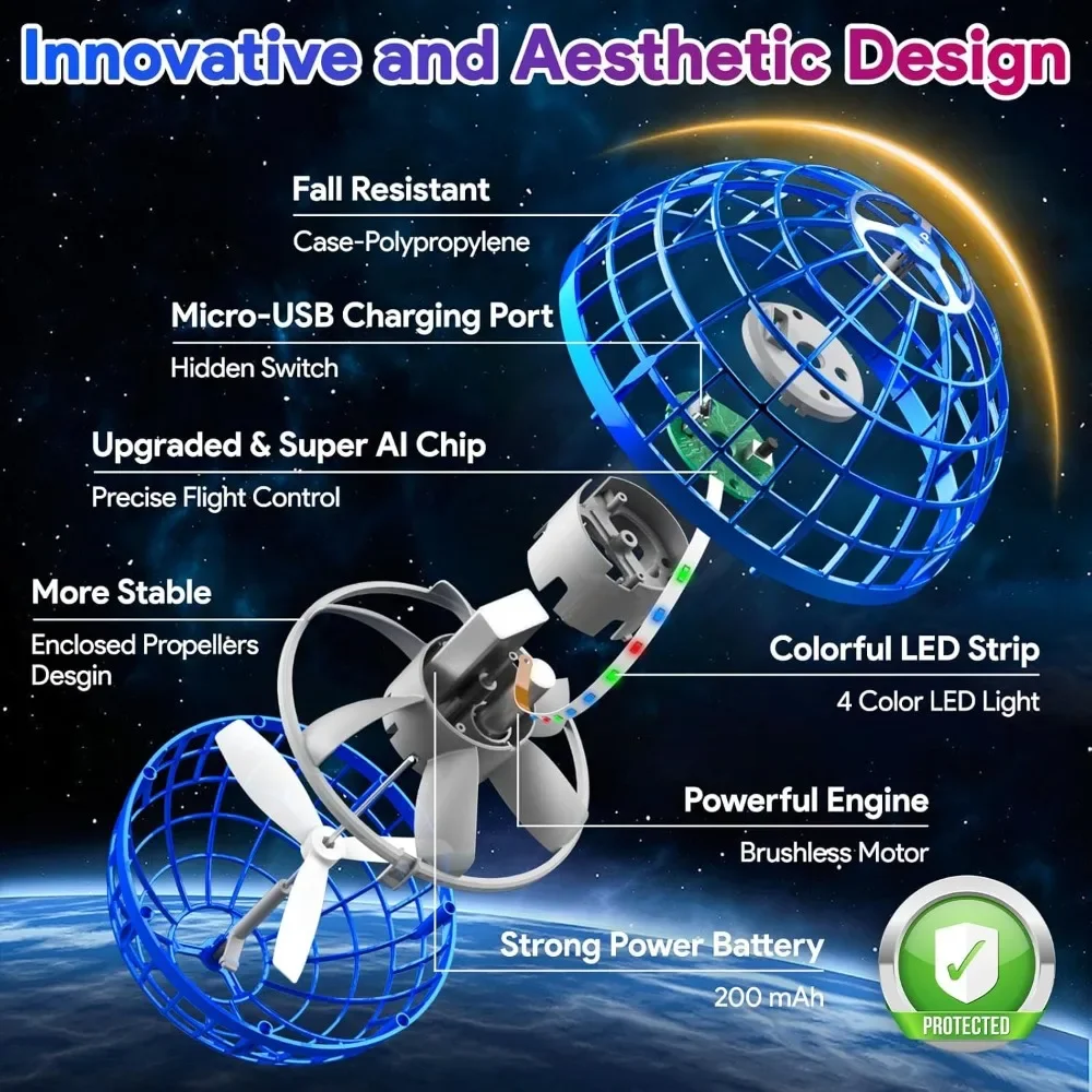 Flying Orb Ball ของเล่น Soaring Hover Boomerang Spinner มือควบคุม Mini Drone Cosmic Globe Spinning เด็กผู้ใหญ่กลางแจ้ง Fly ของเล่น