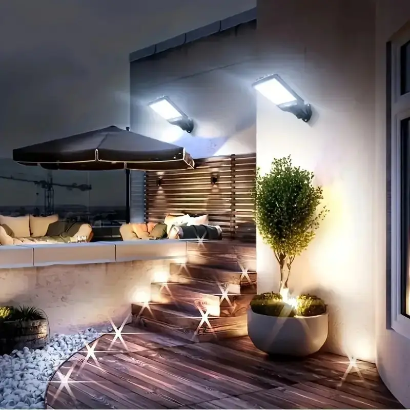 1/2/4Pack Solar Street Lights, 108 COB LED Outdoor Wall Lights with Remote Control and Motion Sensor, Adjustable 3 Modes 1000mah