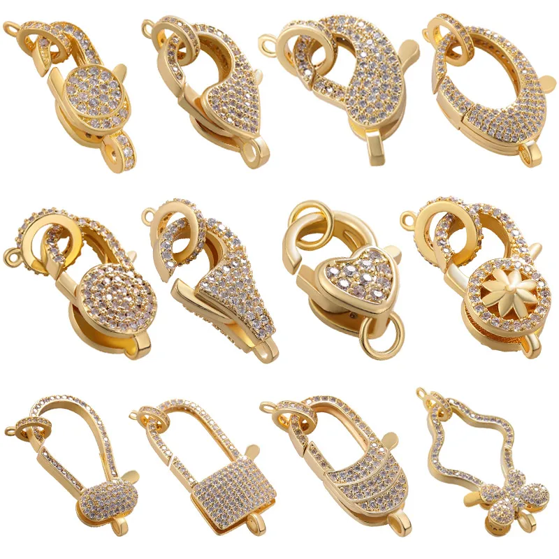 Juya 18K ทองแท้อุปกรณ์เสริม DIY เย็บปักถักร้อยลูกปัดไข่มุกเครื่องประดับทํา Fastener ปิดกุ้งก้ามกรามล็อค Clasps อุปกรณ์