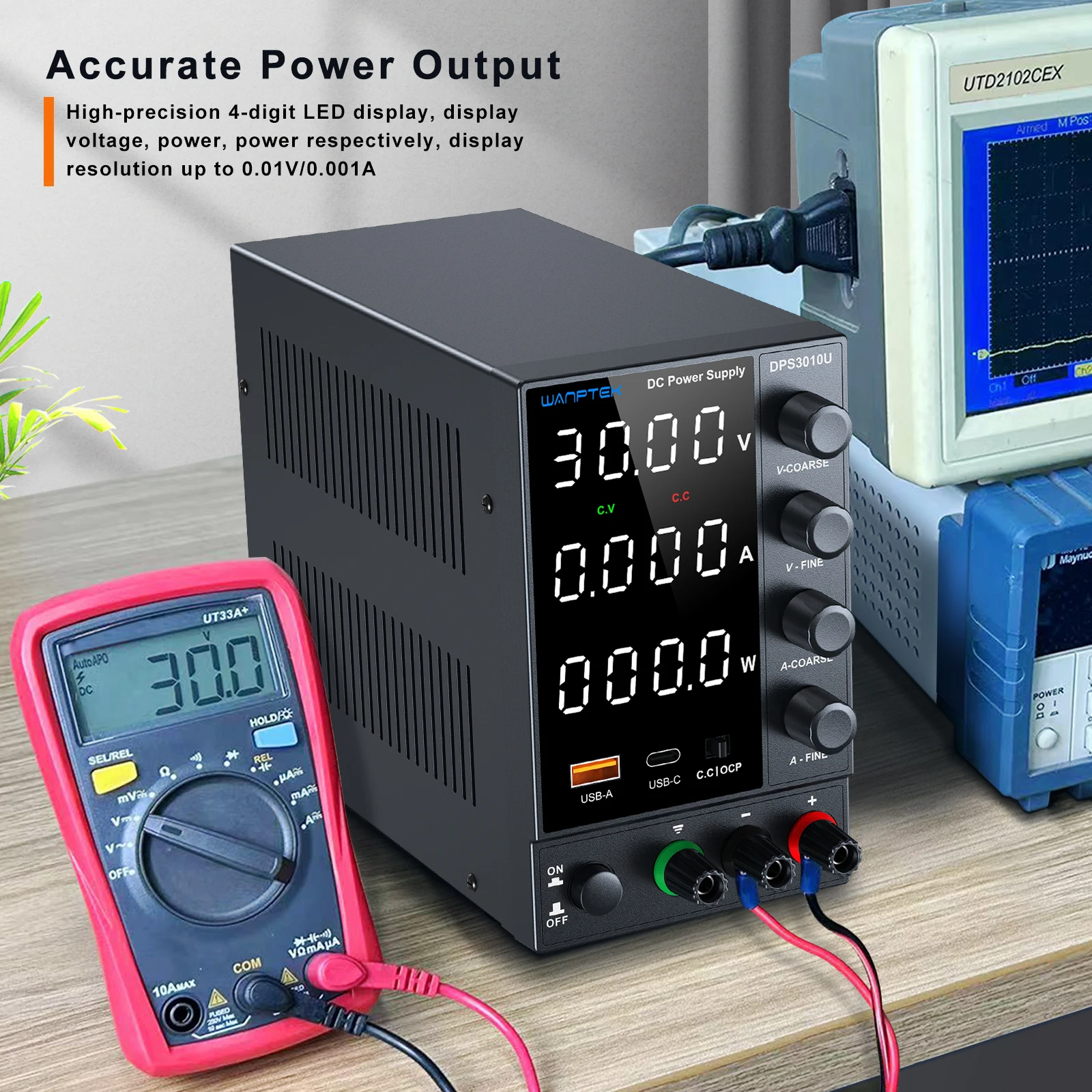 Wanptek Alimentatore da laboratorio Regolabile 30V 5A 30V 10A 60V 5A 120V 3A Regolazione encoder Alimentatore CC da banco