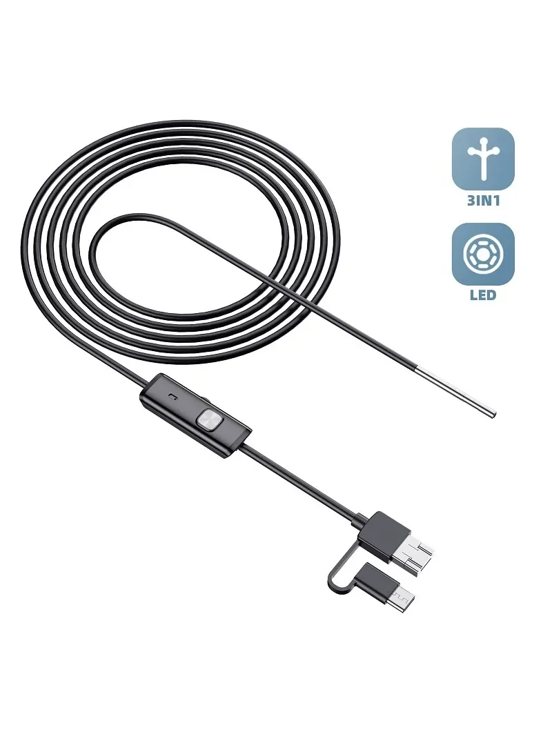 3в1 Micro USB Type-c Android эндоскопическая камера труба бороскоп для осмотра автомобиля водонепроницаемые светодиоды жесткий кабель для ПК Sumang HUIWEI