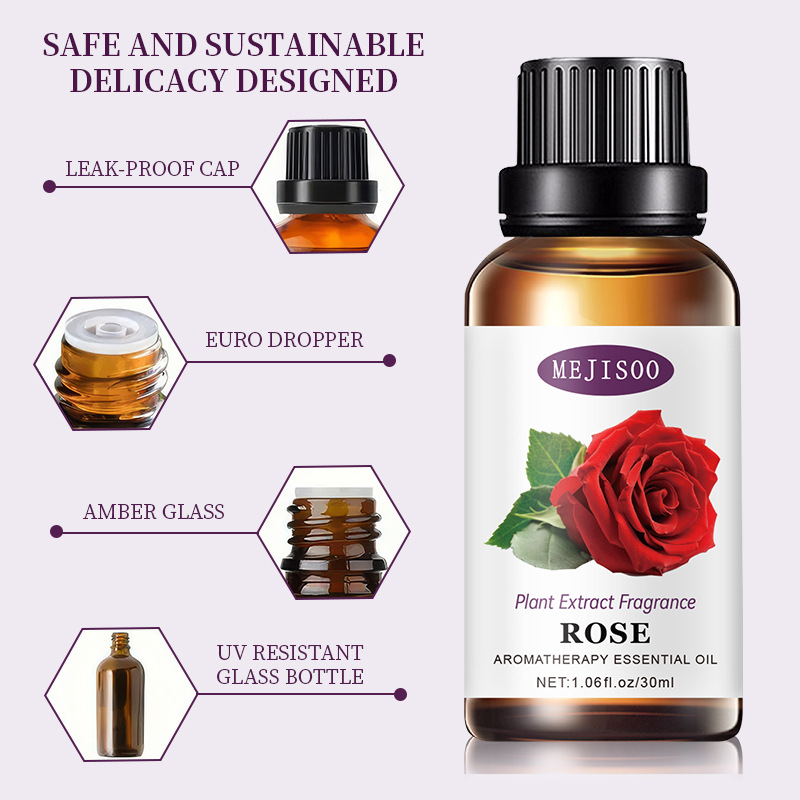 30ml Aromatherapy Essential Oil，Freesia Lavender Rose Mint Jasmine Lemon Scent Humidifier Diffuser Water-Soluble Essential Oil