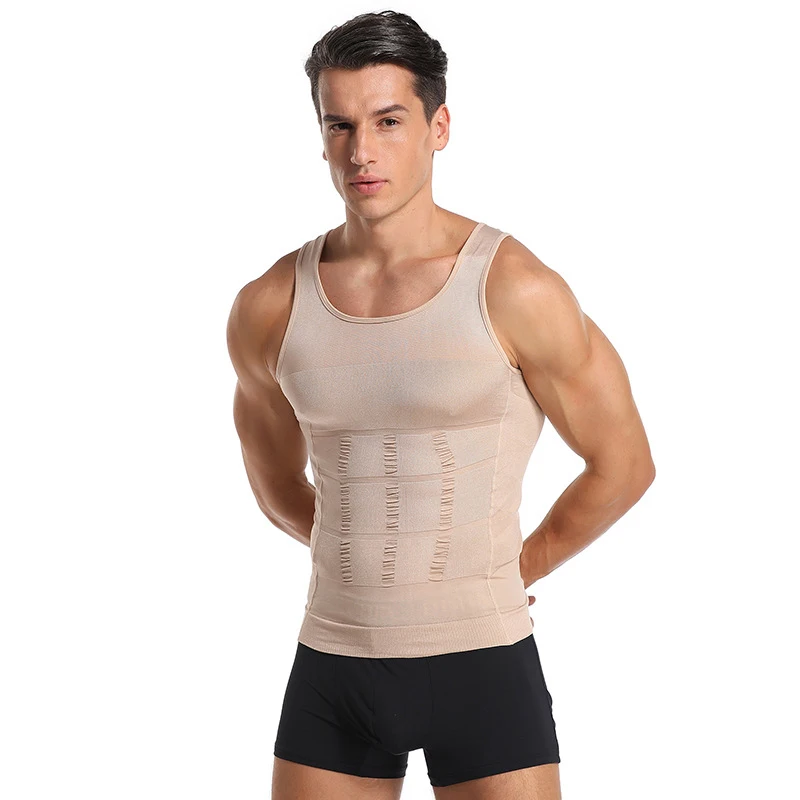Ropa moldeadora para hombre, corsé corporal adelgazante, chaleco, camisa de compresión, Abdomen, Control del vientre, cintura delgada, ropa interior, chaleco deportivo