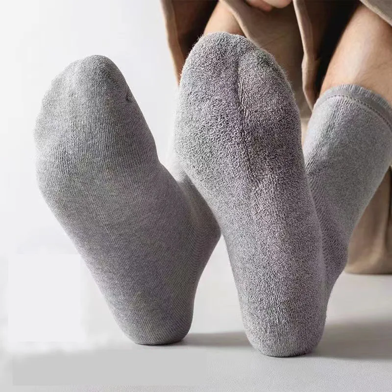10 par/lote calcetines de algodón para hombre, calcetines de algodón de alta calidad, cálidos, gruesos, cómodos, suaves, de Color sólido, calcetines gruesos de negocios para hombre