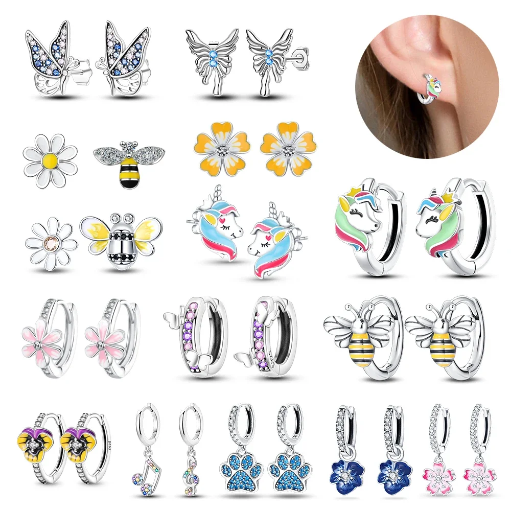 Bán Ong Bông Tai Cho Bé Gái Đáng Yêu Màu Vàng Đen Nhảy Múa Ong Happy S925 Đôi Khuyên Tai Vòng Quà Sinh Nhật Tặng Bộ Trang Sức Bạc