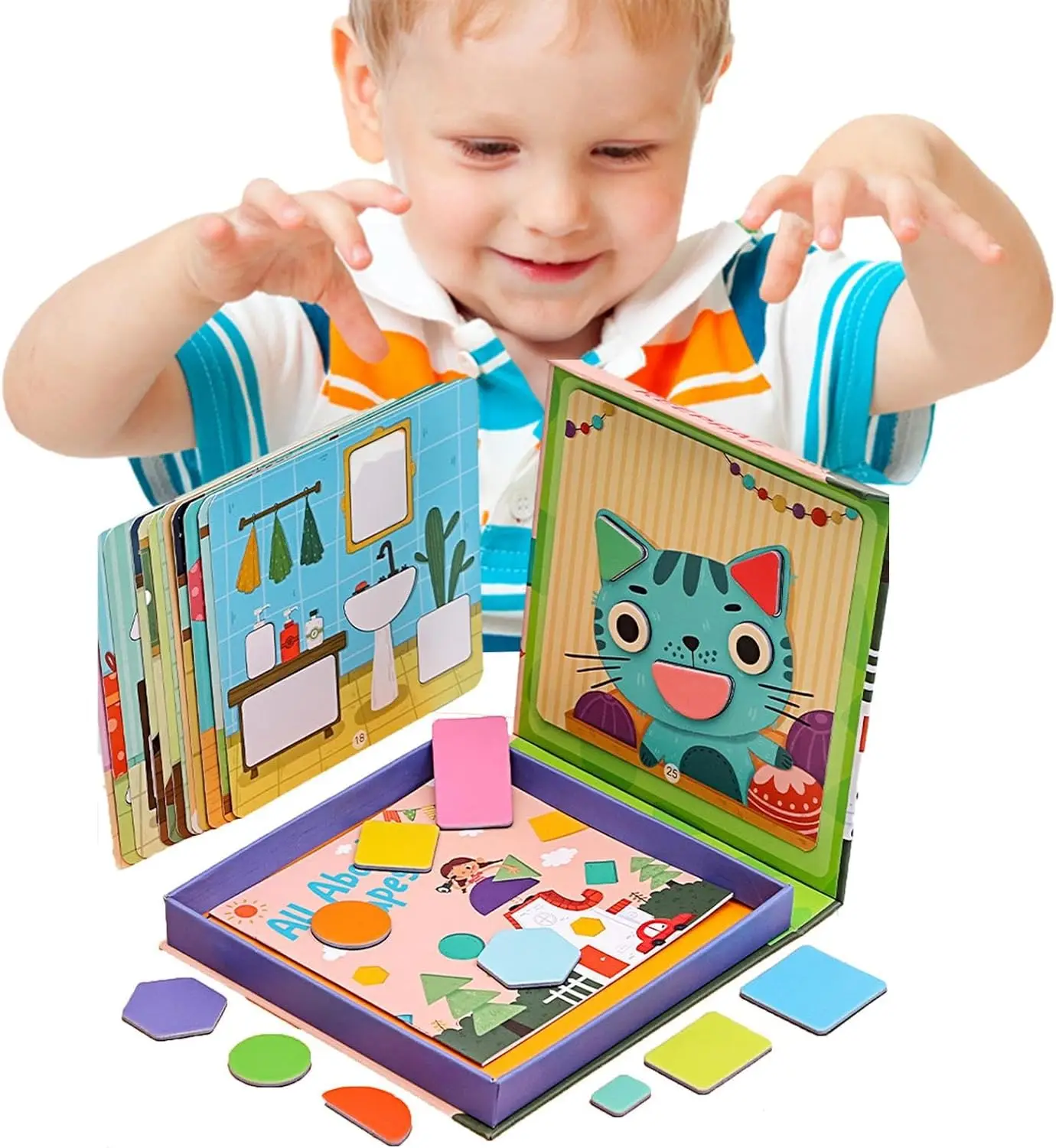 Wooden Montessori PuzzleToys Mosaic Color Shapes Sensory Game  Early Educational Toy  Jigsaw Pattern Blocks for Toddler's Gifts