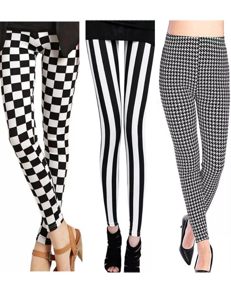 CUHAKCI-leggings con estampado Floral para mujer, pantalones elásticos de alta calidad, a rayas, rejilla