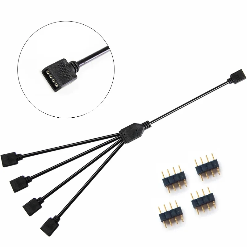 Máy Tính Bo Mạch Chủ RGB Chia Đồng Bộ Cáp 12V 4 Nối Dài Tcable 5V ARGB 3 Hub dành Cho Asus Gigabyte MSI RGB Fusion