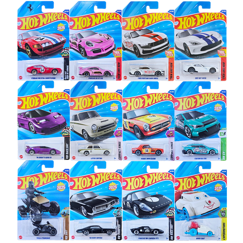 Чехол Hot Wheels 2025 L Ferrari 365 Lotus Cortina Porsche 911 Ford Mustang Quick Chat Custom Kia EV6 1/64 Литая под давлением модель игрушки C4982