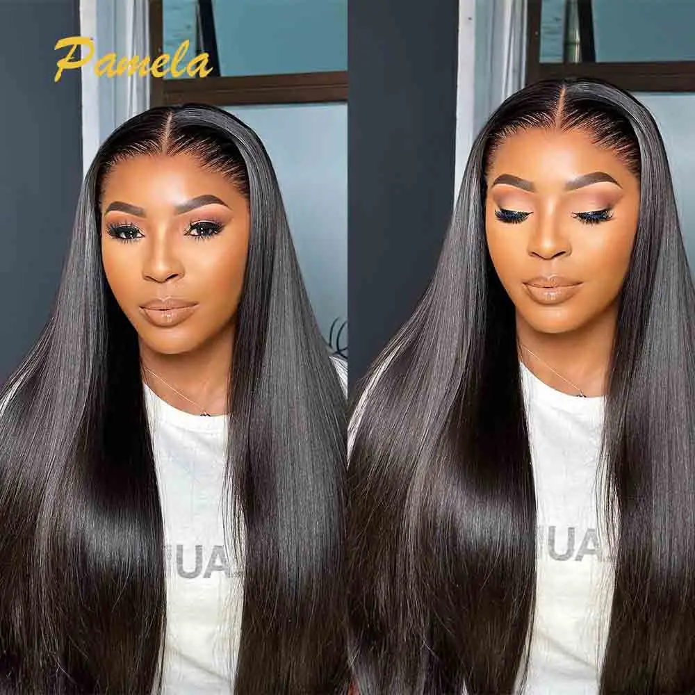 Peruca dupla desenhada sem cola, cabelo humano pré-selecionado, pronto para ir, osso reto, 13x6, hd, renda transparente, frontal, princesa