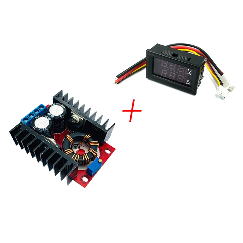 Conversor de impulso dc 9a 300w 150w, conversor buck step down, módulo de potência dc 0-100v 10a, voltímetro digital, amperímetro, display duplo