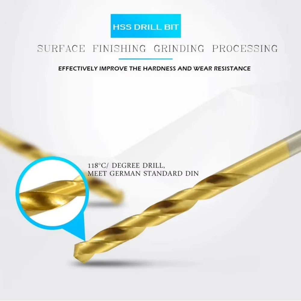 50Pcs 1-3mm Twist Drill Bit Set High Steel Titanium Coated Drill Bits Set Tool For Woodworking Stainless Steels Drilling Tools