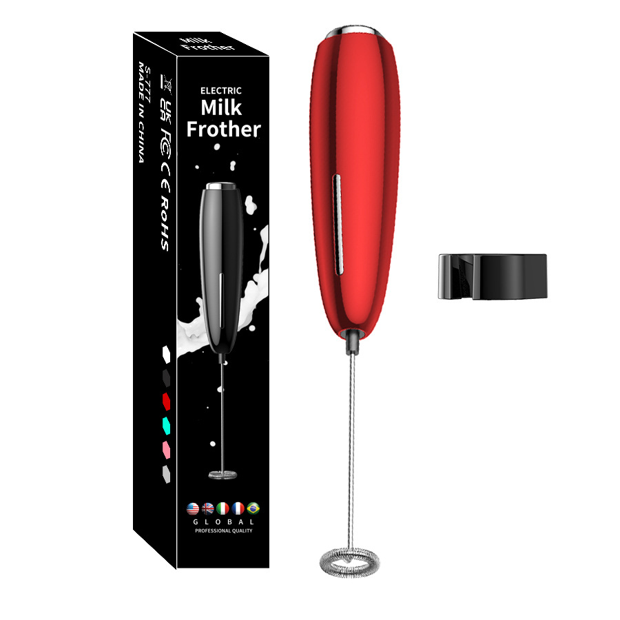 Batedor de leite portátil, poderoso fabricante de espuma elétrico com suporte, alimentado por bateria, liquidificador, misturador de bebidas para café