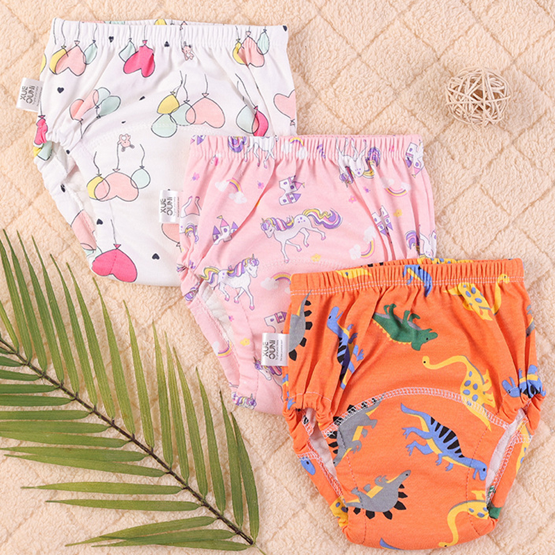 Bebê curto dos desenhos animados fralda de treinamento calça algodão oceano tubarão dinossauro legumes gaze fralda aprendizagem calça à prova dwaterproof água presente
