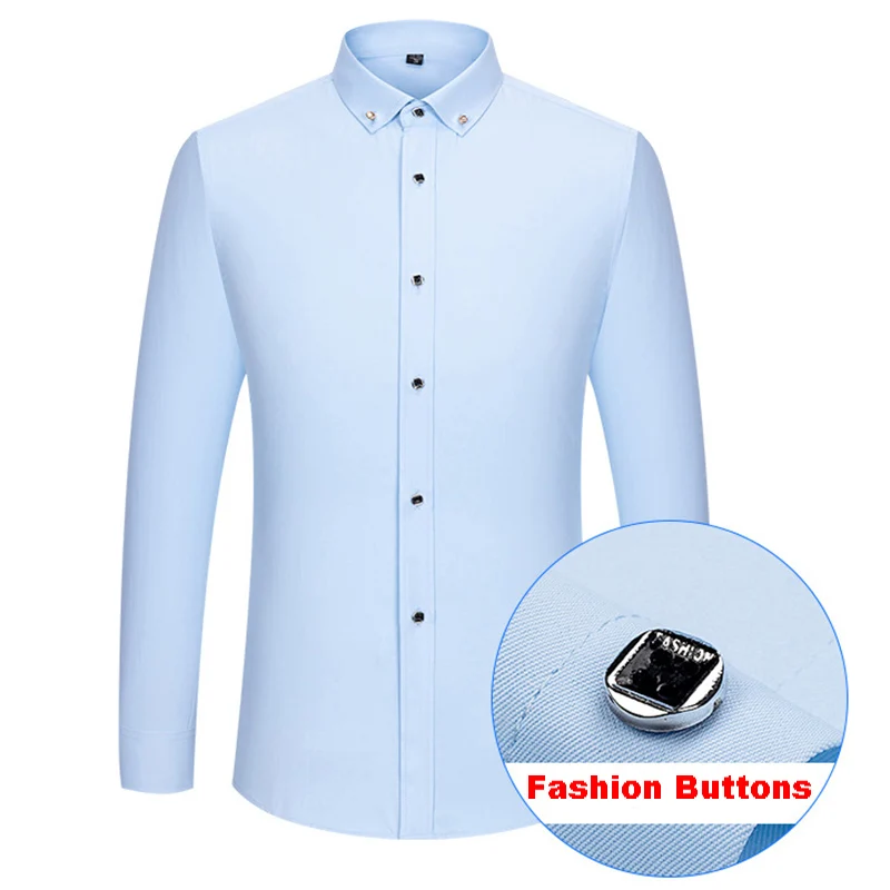ขายร้อนผู้ชายธุรกิจเสื้อแฟชั่นอย่างเป็นทางการบางคลาสสิก Basic เพชรแขนยาวเสื้อสีขาวเสื้อผ้า