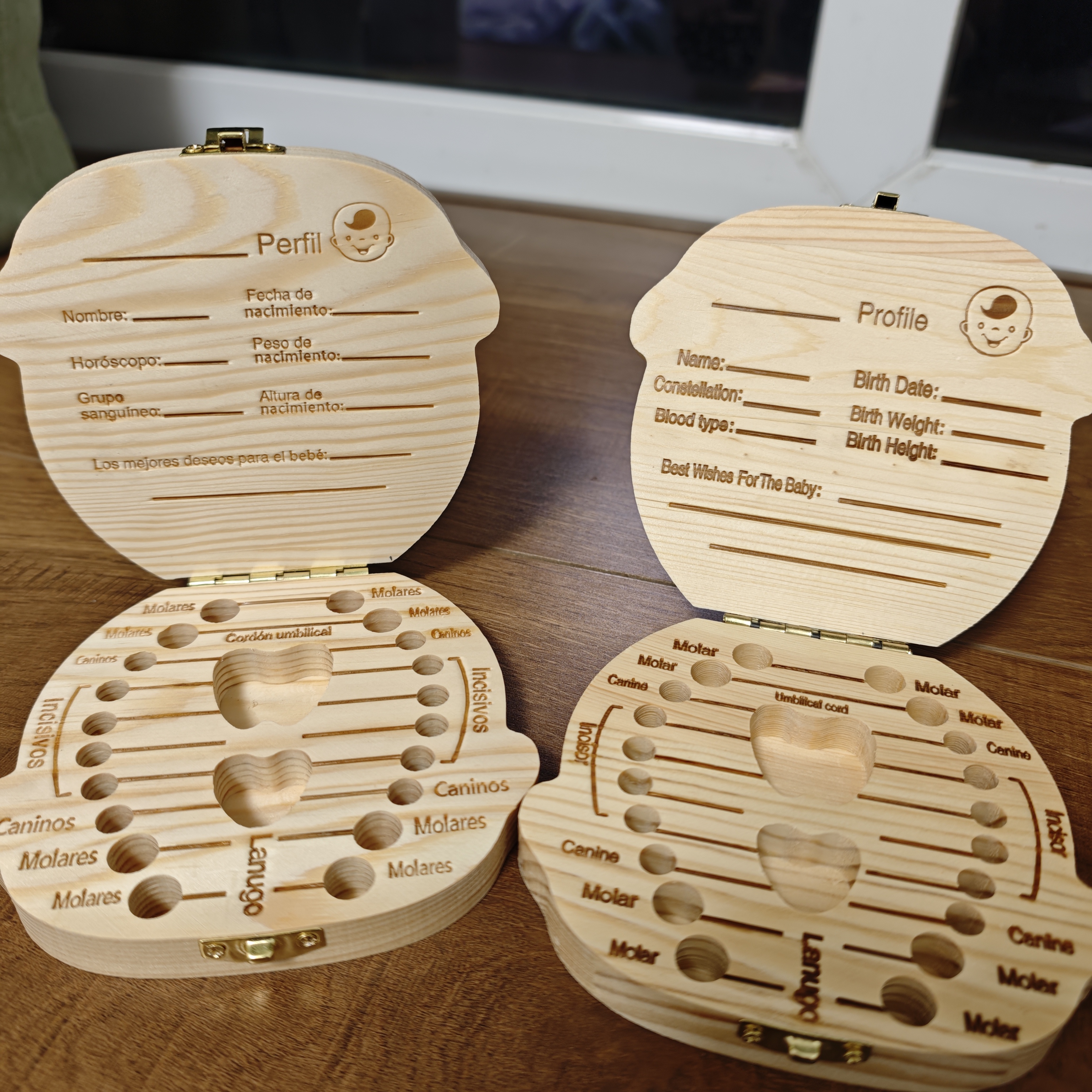 Śliczne pudełko na zęby dziecięce z pirackim wzorem Drewniany schowek na zęby dla chłopców i dziewczynek Noworodek Organizer na zęby mleczne Pudełko na pamiątki dla dzieci