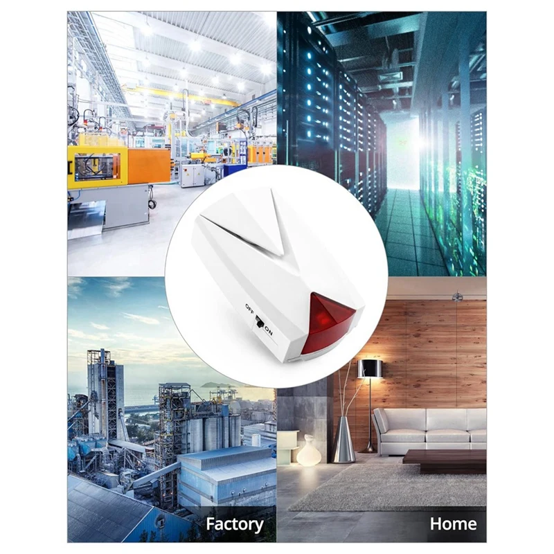 สัญญาณเตือนไฟฟ้าขัดข้อง1ชิ้นไซเรนดัง118 dB พลาสติกพร้อมไฟ LED 110V ถึง220V แจ้งเตือนปิด/เปิดปลั๊กเรา