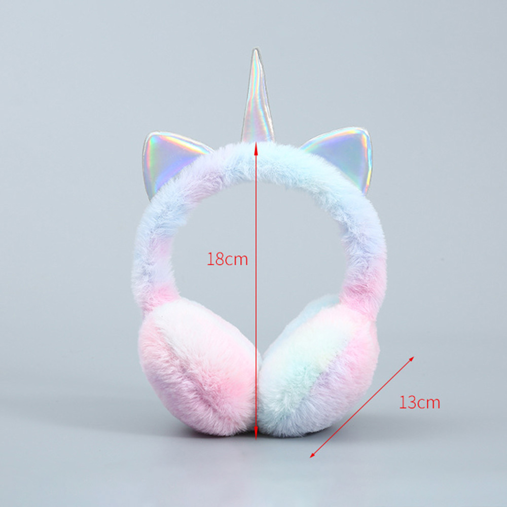 Unicórnio Plush Earmuffs para crianças, cor gradiente, Earflap fofo, Cat Ears Warmer Caps, Soft Headband, Fur Headphones para crianças, Lovely Headband