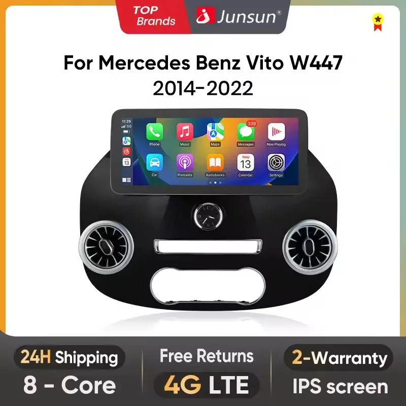 Junsun 12.3 "Draadloze CarPlay Android Auto Radio voor Mercedes Benz Vito W447 2014 2015-2022 4G Auto multimedia GPS 2din autoradio