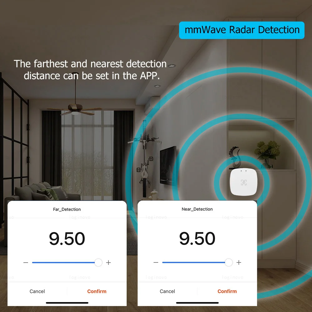 Zigbee 3,0 Sensor de presencia humana Tuya Wifi MmWave Detector de Radar Sensor de movimiento inteligente para el hogar con detección de intensidad