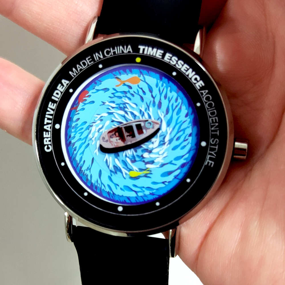 Relógios criativos relógio de quartzo original com design de ondas de navio e peixes relógio de pulso à prova d'água pulseira de silicone confortável