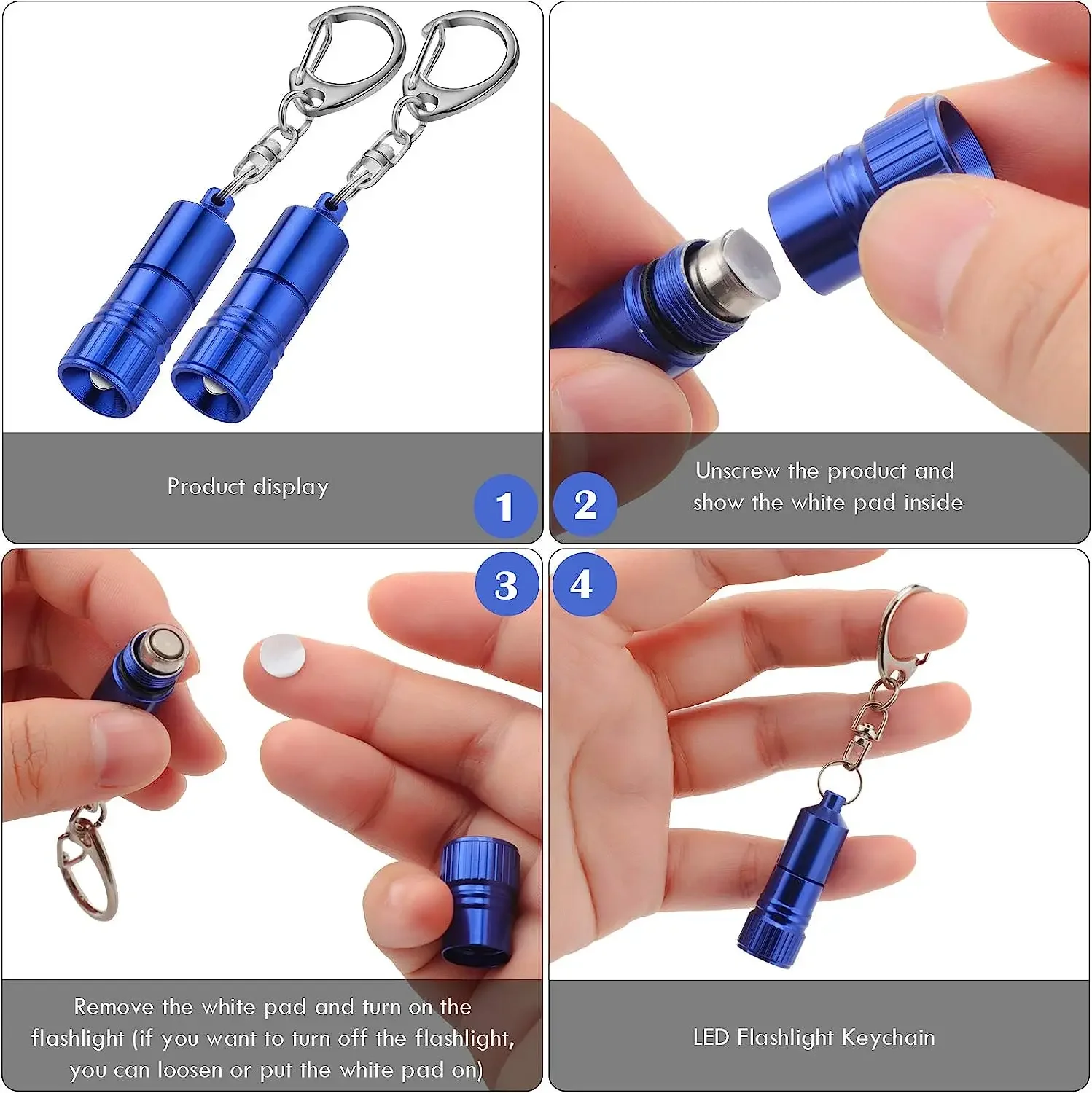 Mini Flashlight Pocket Key Ring Torch with Hook Emergency Lights LED Keychain Flashlights with Battery Include
