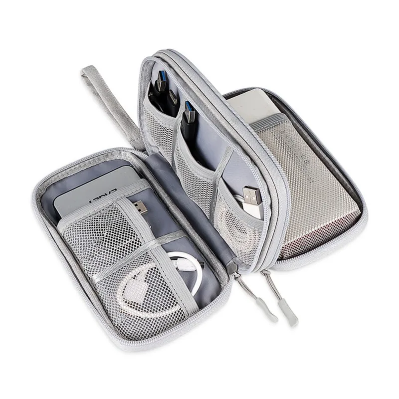 Bolsa de almacenamiento de cables de datos, estuche de transporte portátil impermeable, bolsa de almacenamiento de capas, bolsa organizadora de viaje para Cable, cargador USB