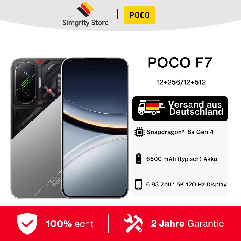 POCO F7 5G 12GB 256GB/512GB NFC versión UE sin cargador teléfono móvil inteligente Snapdragon 8S Gen 4 6500mAh batería