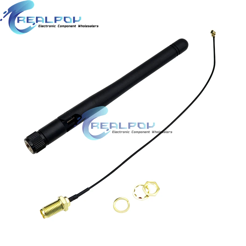 Antena aérea 2,4 GHz 3dBi WiFi 2,4G, SMA-KY, enrutador inalámbrico macho + 17cm PCI U.FL IPX a SMA-KY, ESP8266 ESP32 Cable flexible macho