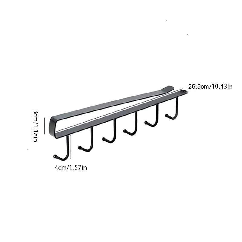 다기능 6 후크 커피 컵 머그 홀더 블랙 화이트 후크 선반 다기능 주방 캐비닛 잡화 주최자 보관